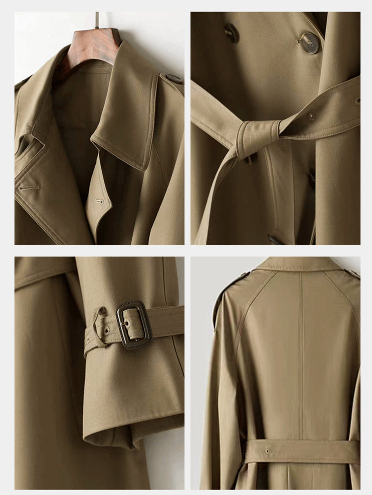 Trenchcoat Damen lang klassisch - Übergangsmantel mit Gürtel