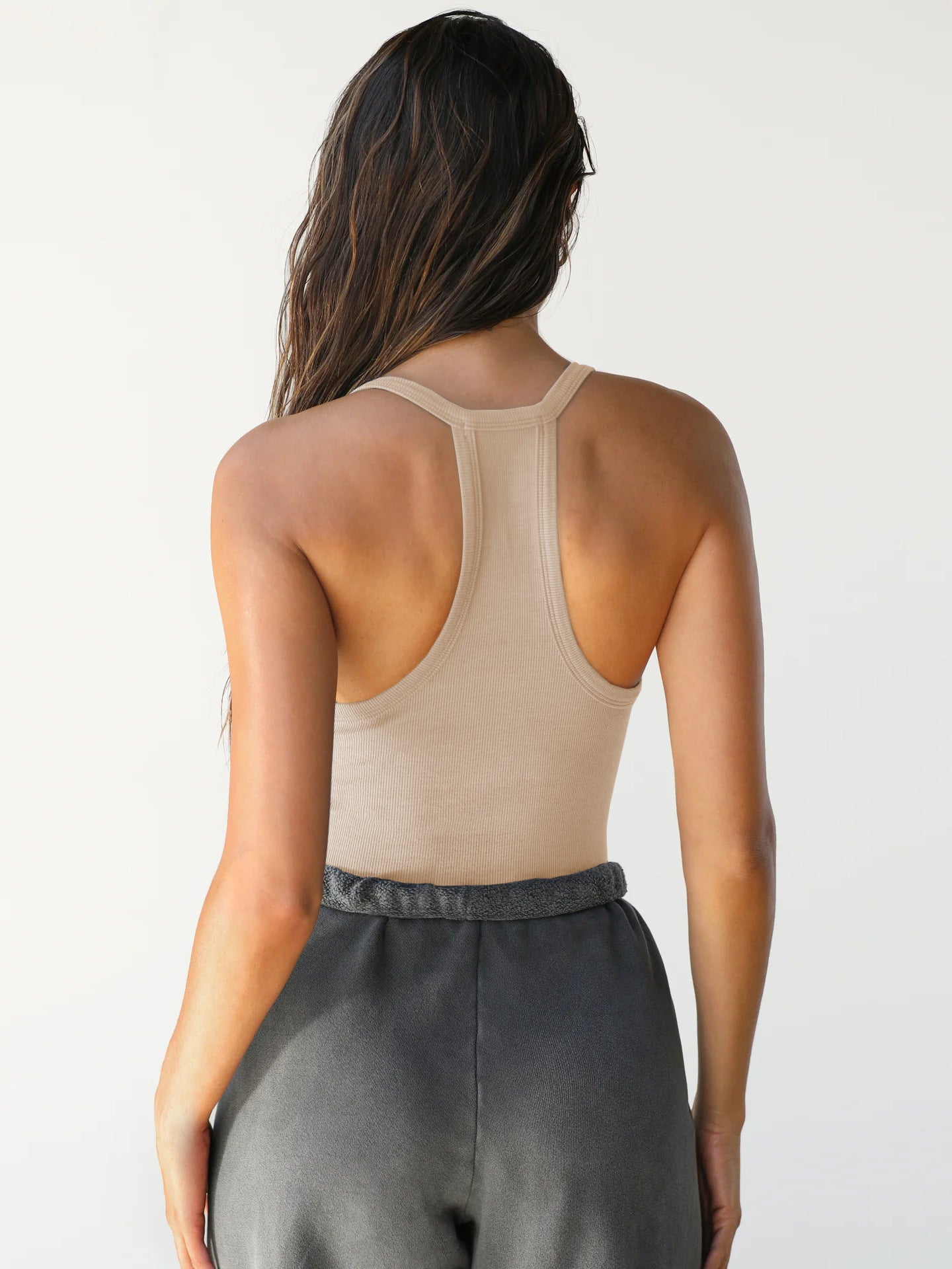 Halter V-Neck Sleeveless Racerback Tank Top