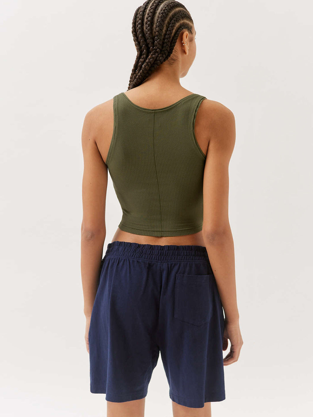 Olive Green Knitted Sexy Ribbed Crop Top