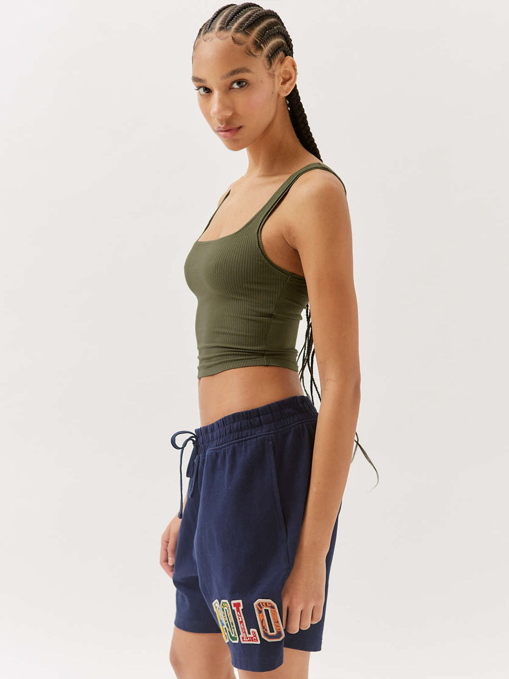 Olive Green Knitted Sexy Ribbed Crop Top