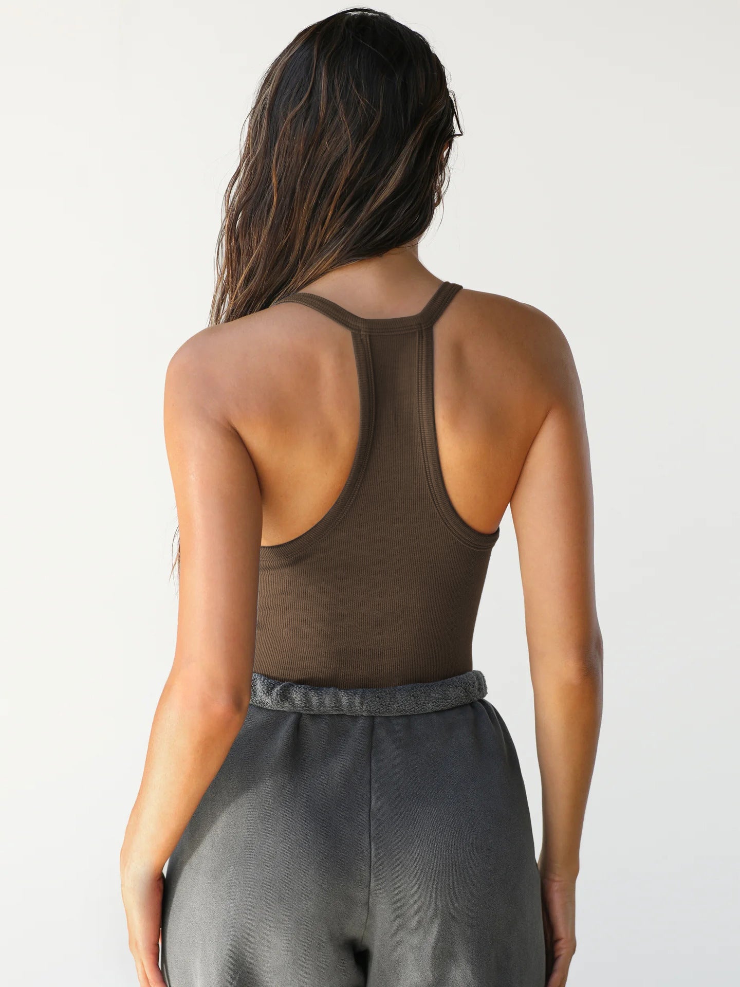 Halter V-Neck Sleeveless Racerback Tank Top