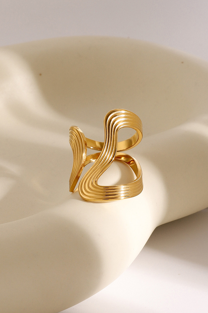 Titanium Steel Gold-Plated Sculptural Ring