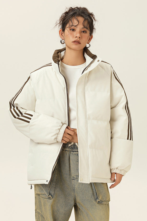 Stylish Winter Sporty Striped Down Jacket