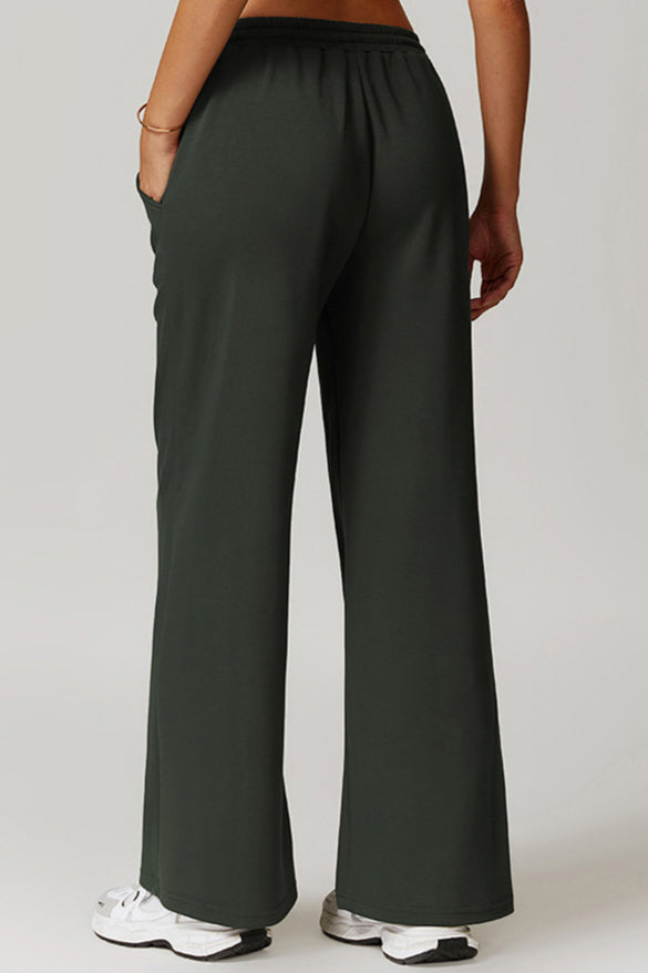 Women's Casual Wide-Leg Sweatpants in Dark Green for Everyday Comfort