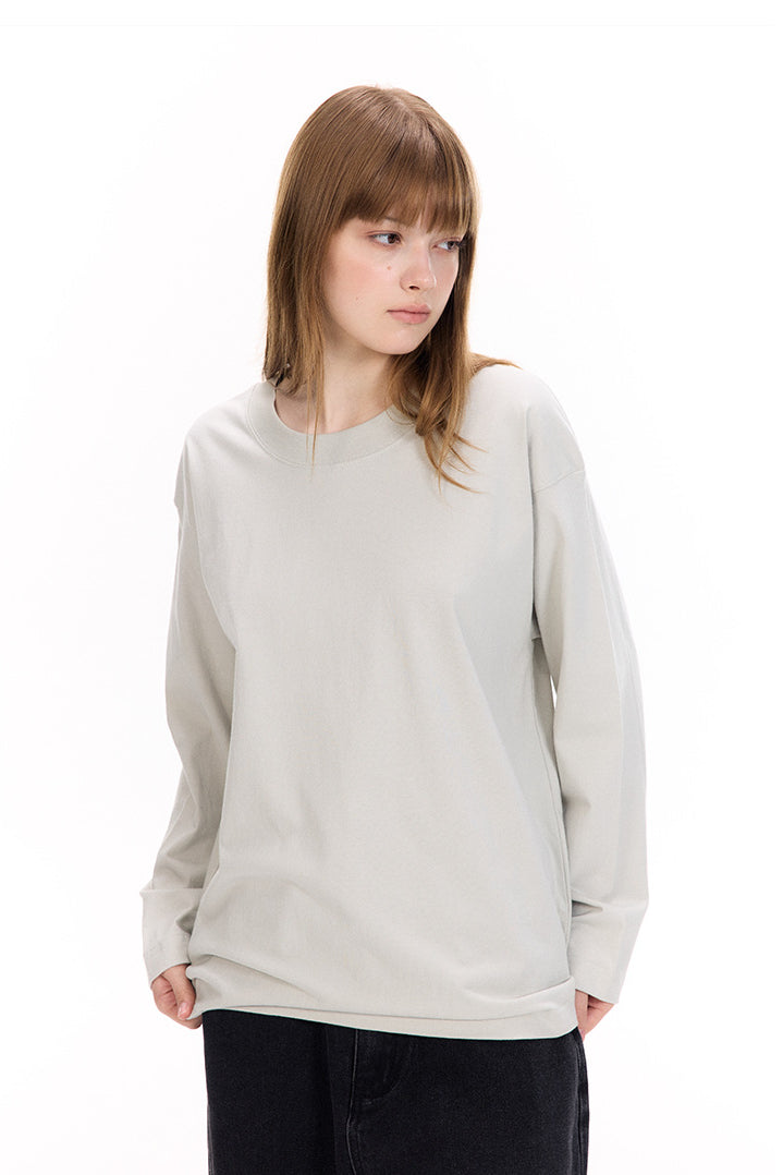 Women's Classic Solid Color Long Sleeve Crew Neck Sweatshirt