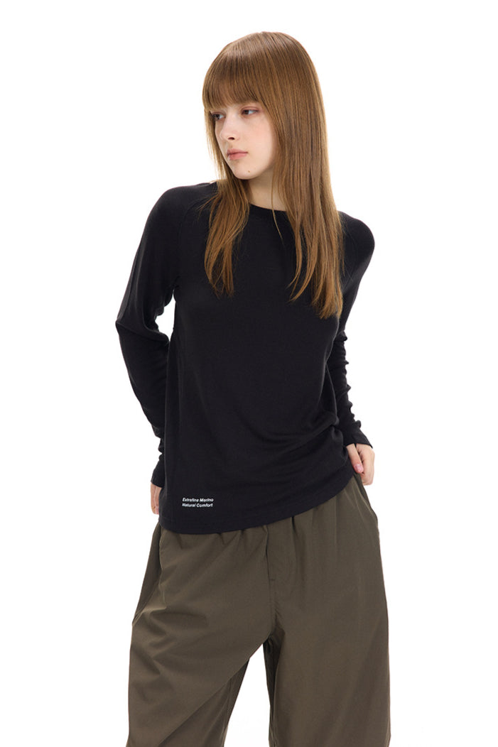 Women's Black V Neck Long Pullover