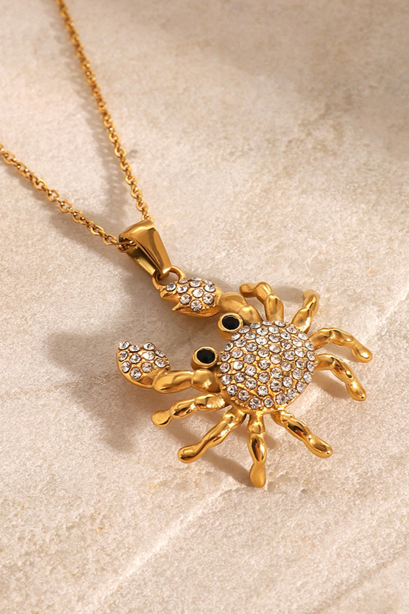 Gold Crab Pendant Necklace