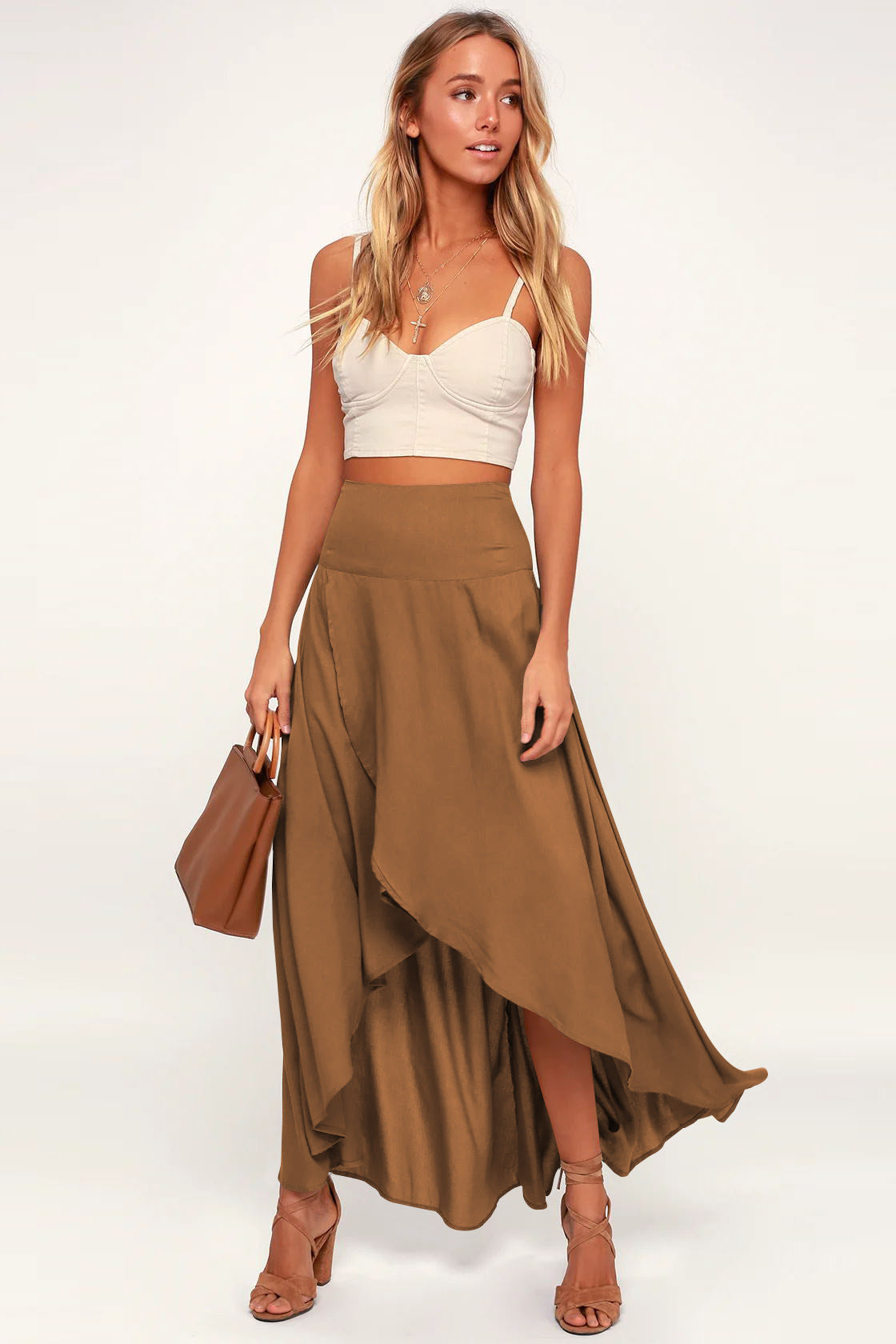 Casual Elastic Wrap Maxi Skirt