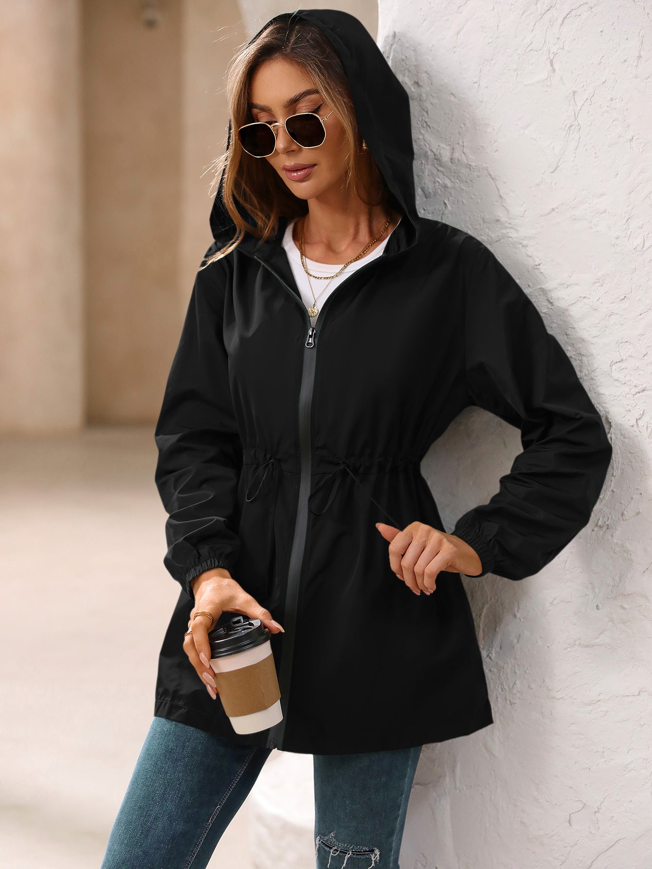 Trendy Sleek Hooded Raincoat