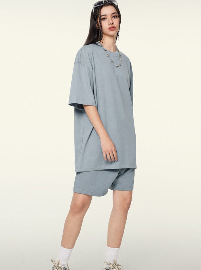 Oversized Light Steel Blue Short-Sleeved T-Shirt