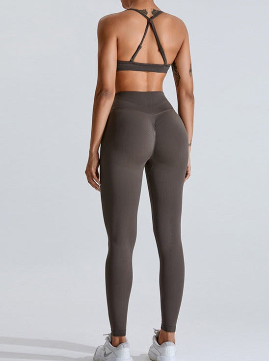 Gray High-Waisted Belly Lifting Sports Pants