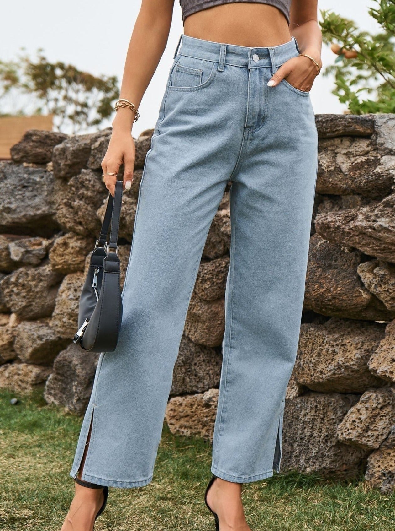 High Waist Casual Denim Pants