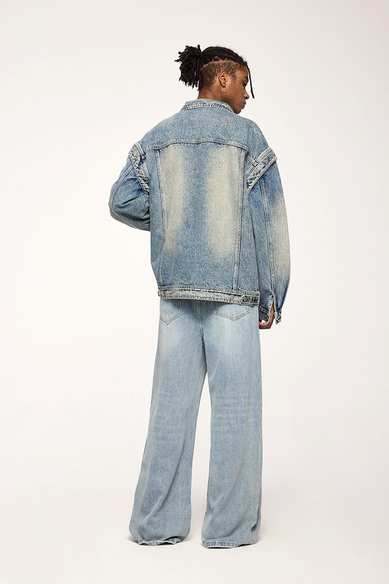 Vintage-Inspired Wide-Leg Denim Jeans