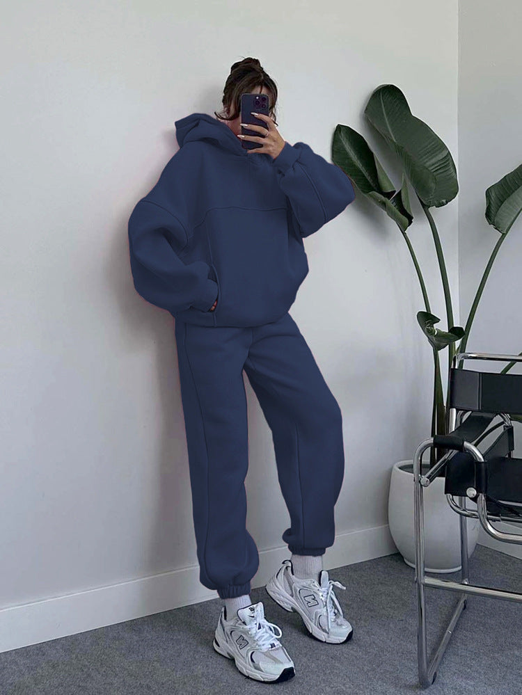 Oversize-Kapuzenpulli für Frauen, bequemes Sweatshirt und Jogginghosen-Outfit