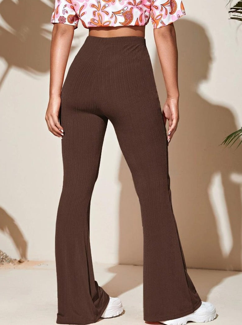 Chocolate Brown Flare Leg Stretchable Pants