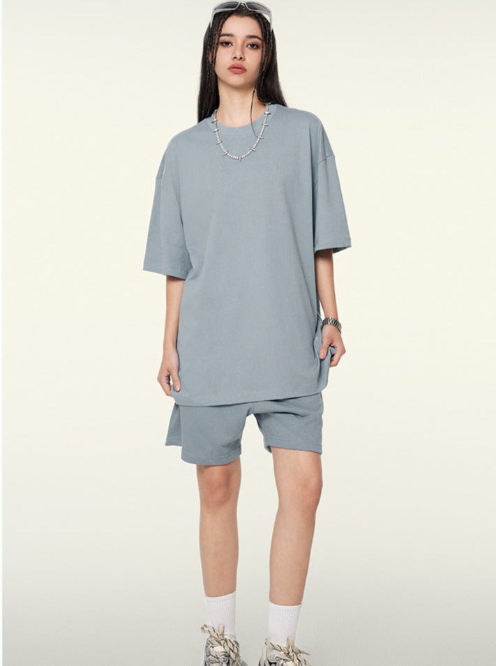 Oversized Light Steel Blue Short-Sleeved T-Shirt