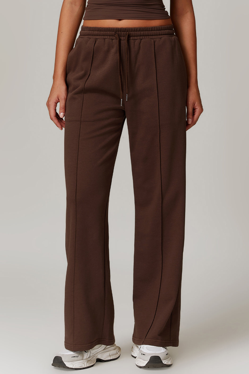 Women's Comfortable Casual Brown Drawstring Trousers for Lounge Wear