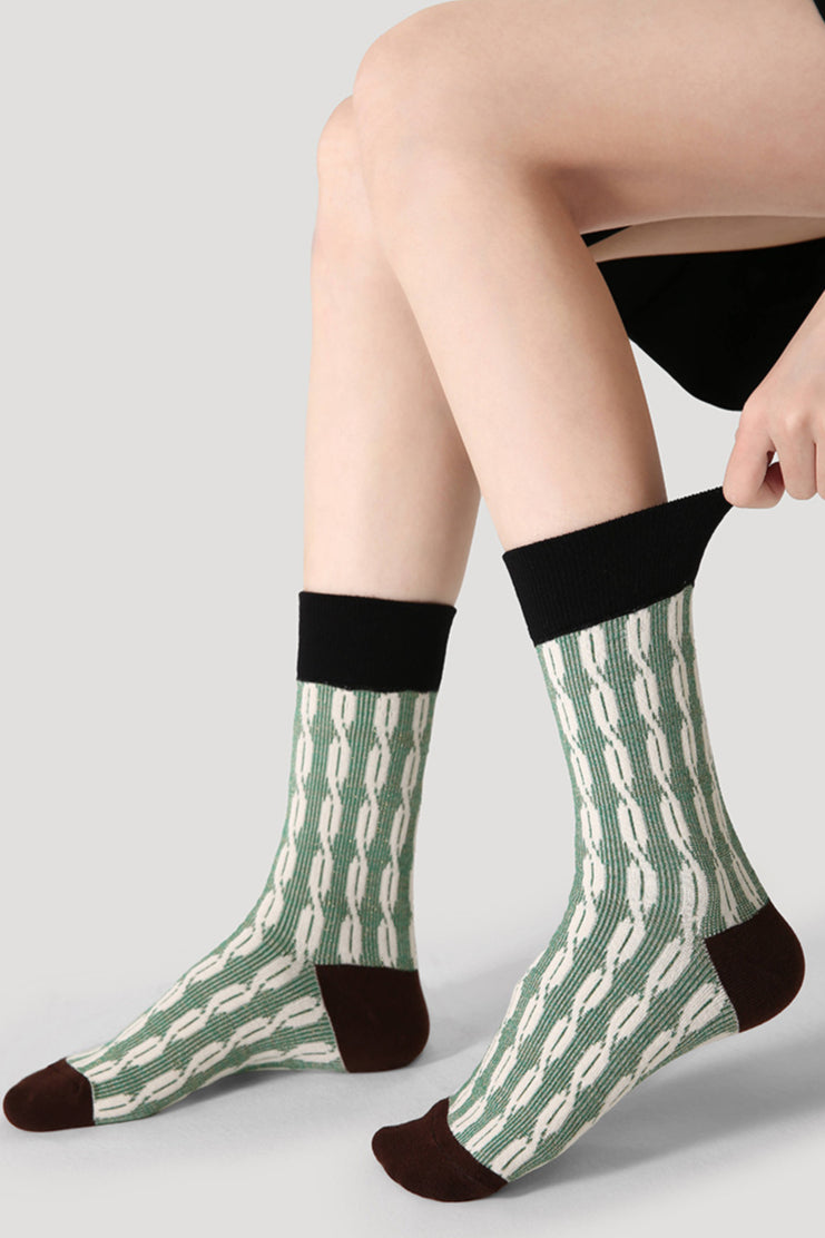 Geometric Pattern Breathable Cotton Socks