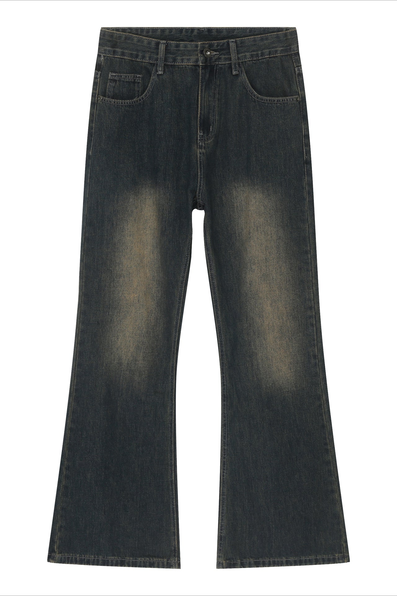 Faded Dark Washed Wide-Leg Jeans