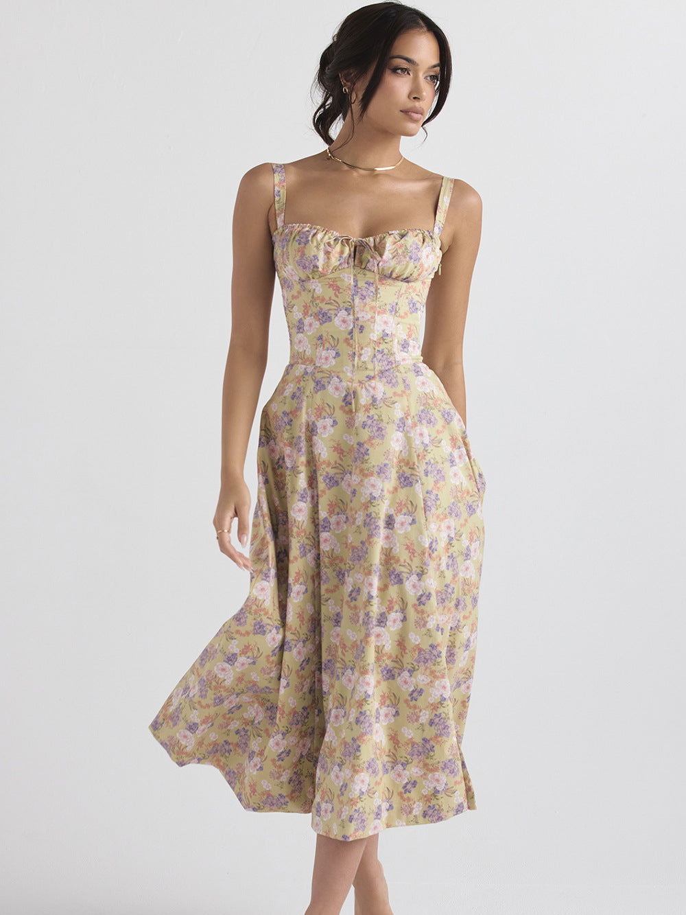 Bust-Up Casual Side Slit Sundress