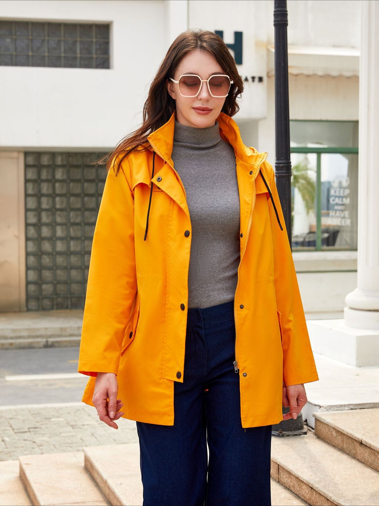 Übergangsjacke Damen Wasserdicht Mit Kapuze – Leichte Regenjacke Frühling Herbst