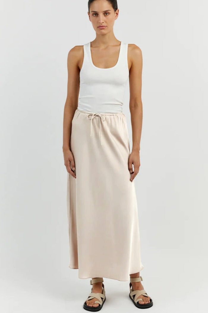 Beige Tie Wait Maxi Skirt