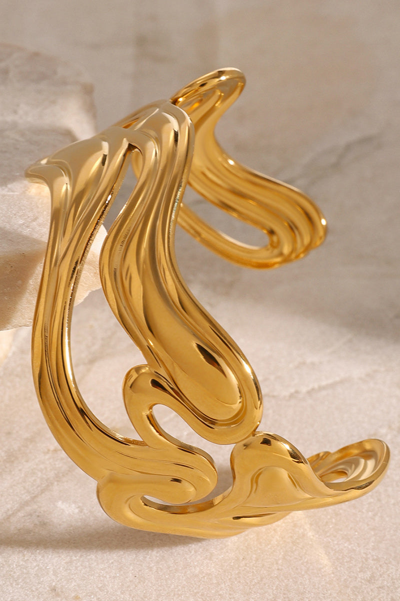 Sculptural Gold Cuff Open Bangle  Bracelet