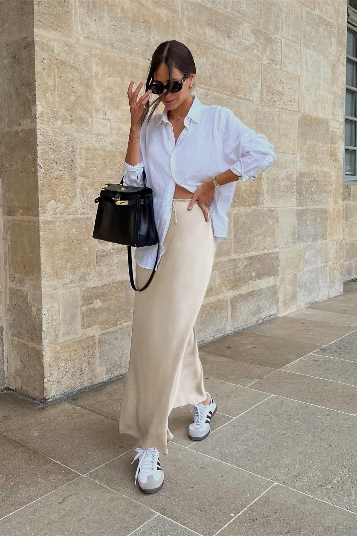 Beige Tie Wait Maxi Skirt