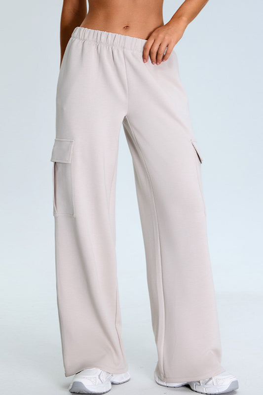 Casual Wide-Leg Cargo Sweat Pants for Relaxed